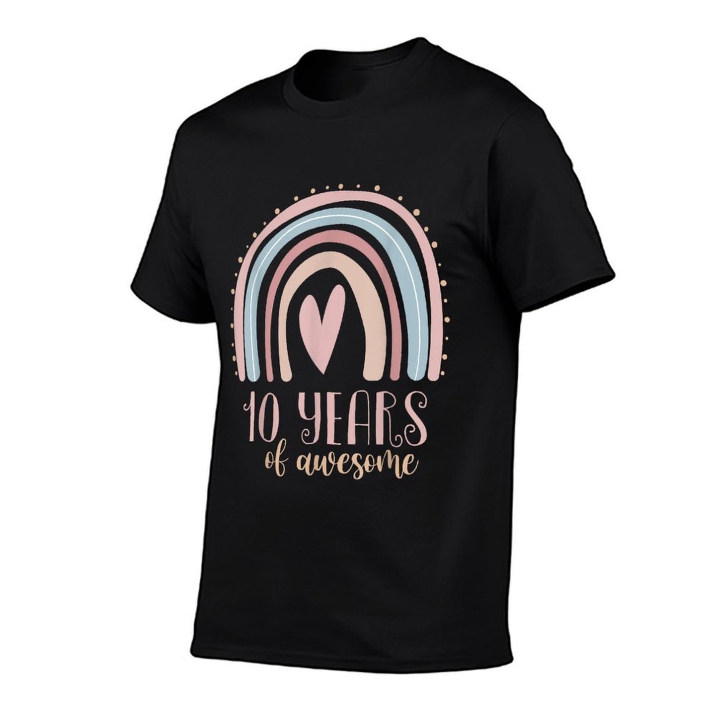 10 Years Of Awesome Girls 10th Birthday Pink Boho Rainbow  Polyester Blend T-Shirt