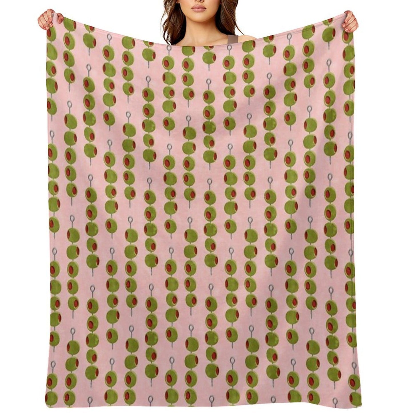 Martini Cocktail Olives  - Olives on A Stick (pink) Machine-washable Throw Blanket