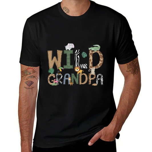 Wild Grandpa Of The Birthday Boys Girls Zoo Animal Family  Oversized Silhouette T-Shirt