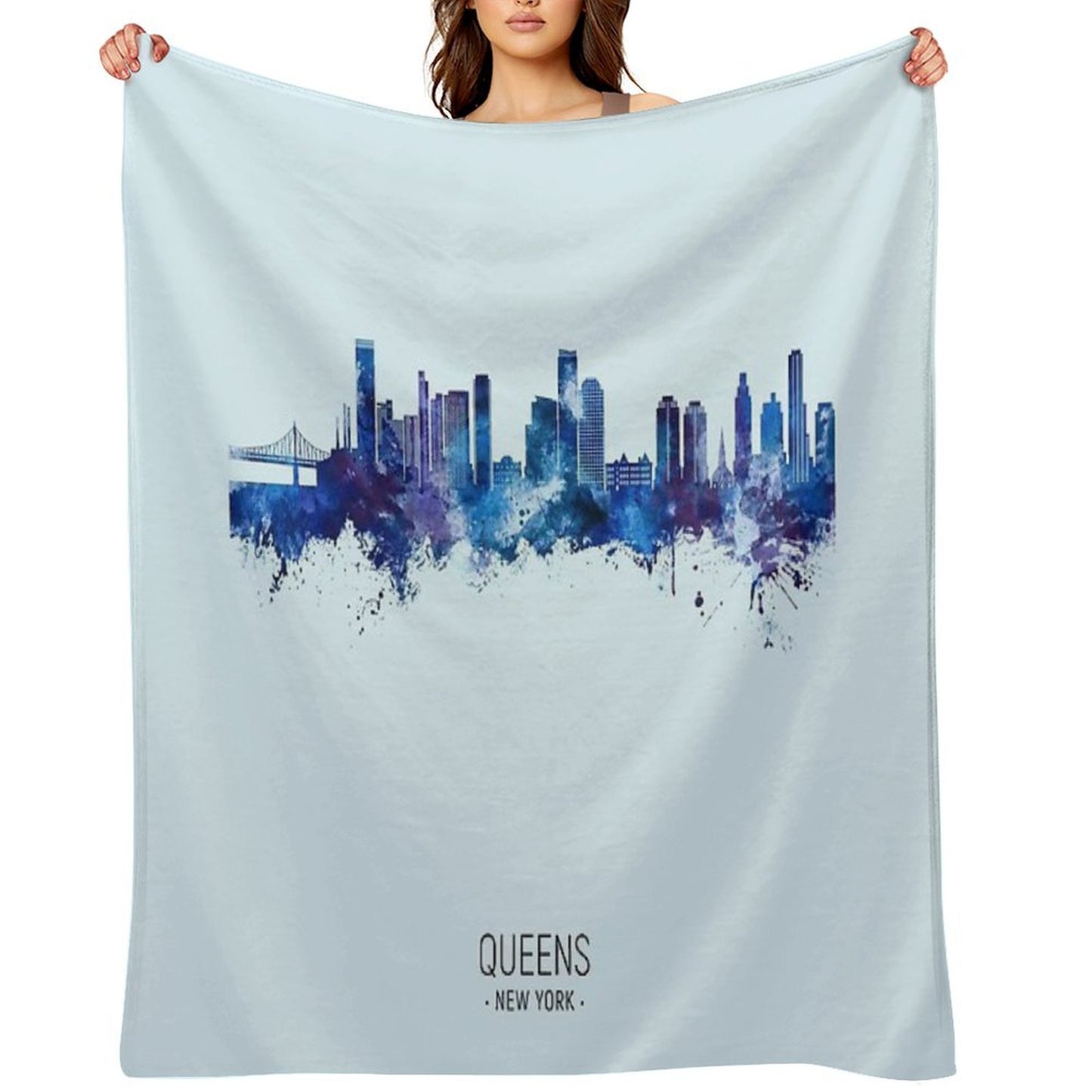 Queens New York Skyline Sustainable Throw Blanket