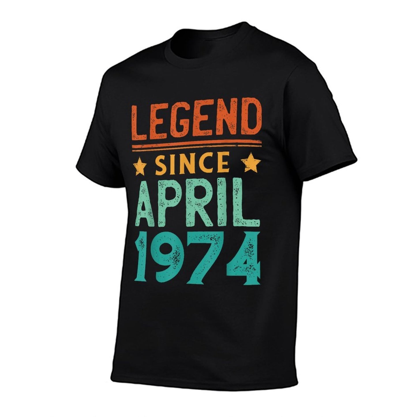 50 Years Old Legend Since April 1974 50th Birthday  Ribbed Collar T-Shirt