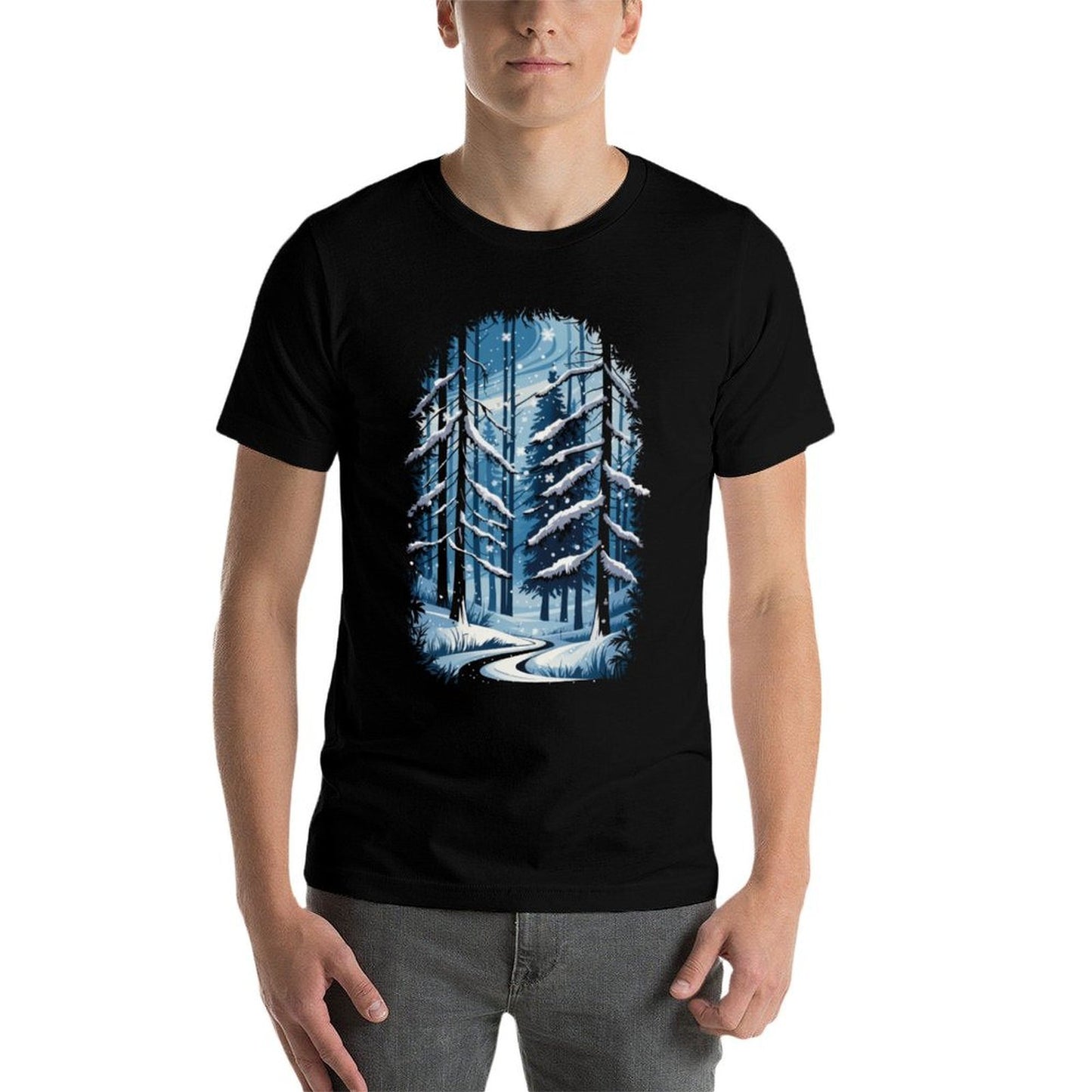 Winter Twilight Forest Snow Nature Wilderness Sweatshirt  Rolled Sleeves T-Shirt