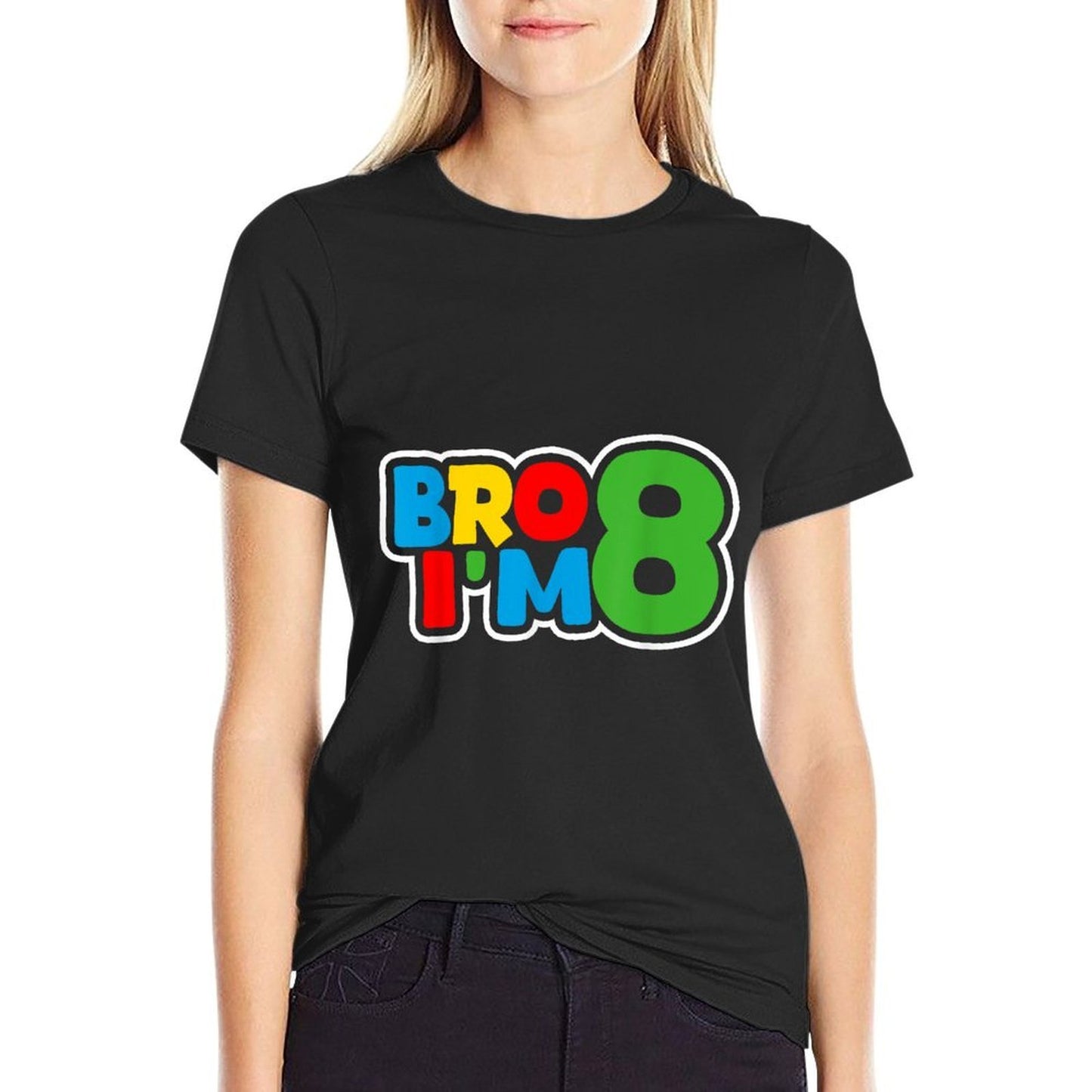 8th Birthday Boy Bro I’m 8 Year Old Four Party  Summer-ready Fabric T-Shirt