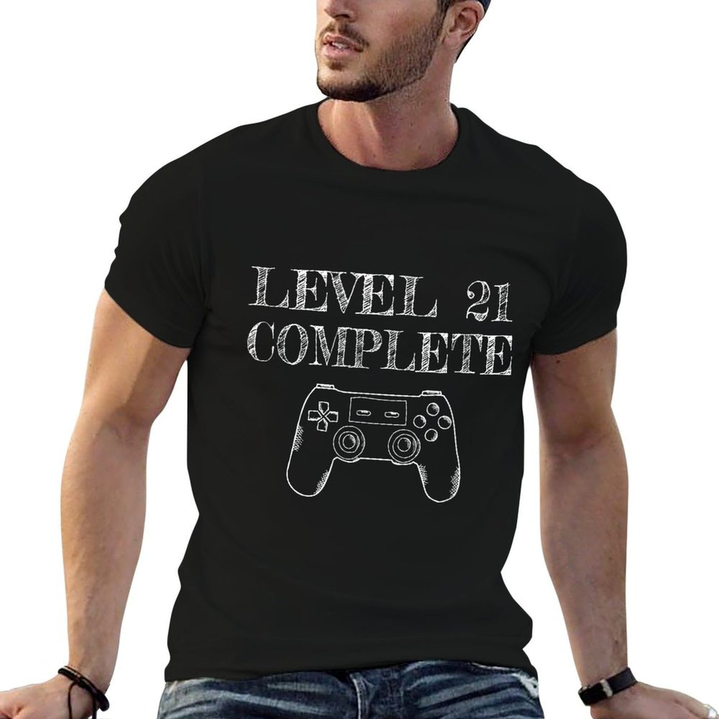 21st Birthday Gaming Level 21 Complete Men  Rolled Sleeves T-Shirt