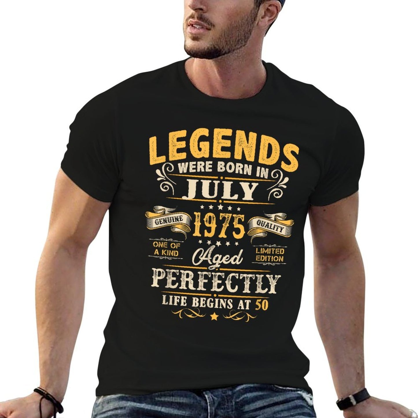 50 Year Old Vintage Made In July 1975 50th Birthday Gift Men  Oversized Silhouette T-Shirt