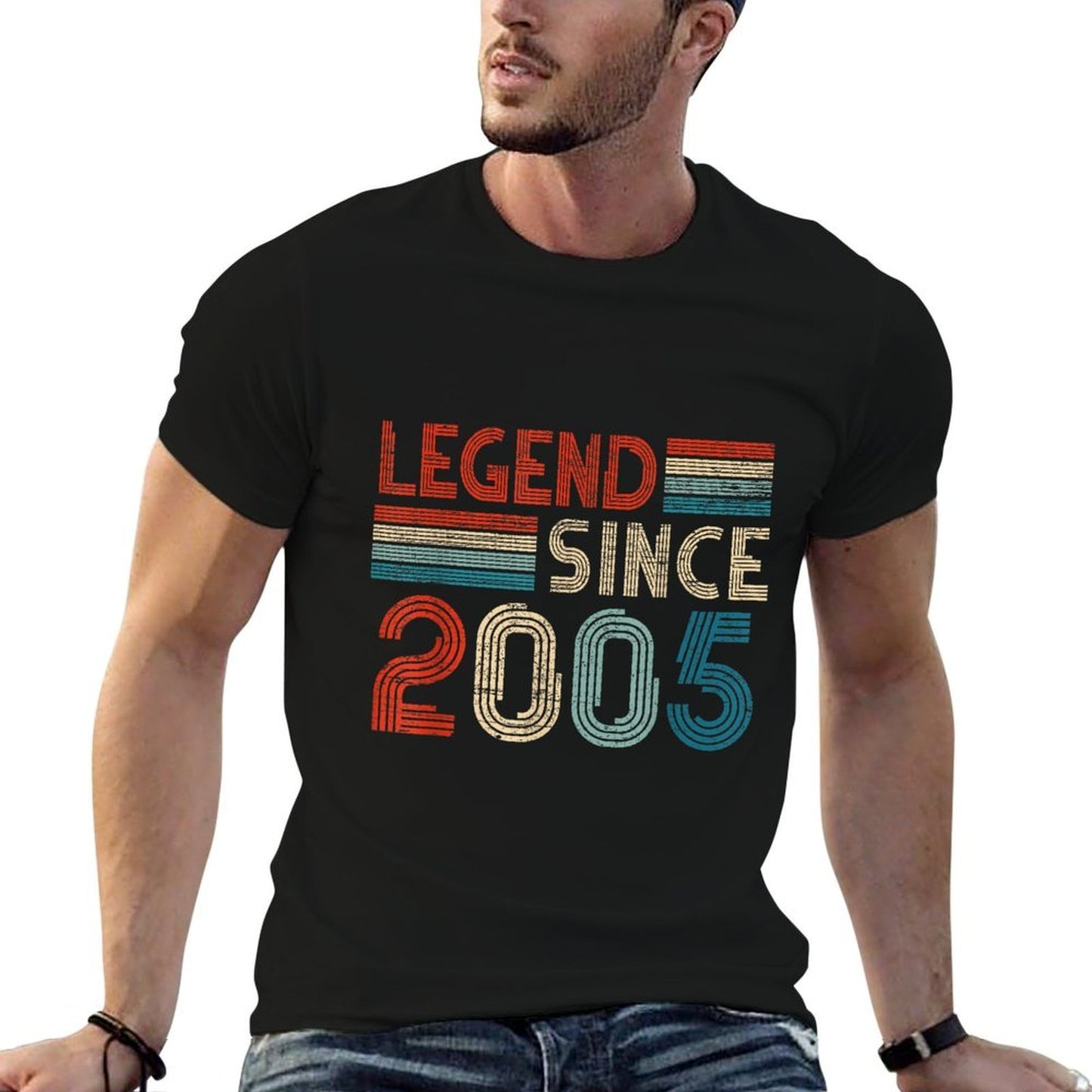 20 Birthday Gifts Legend Since 2005 Vintage Limited Edition  Ribbed Collar T-Shirt