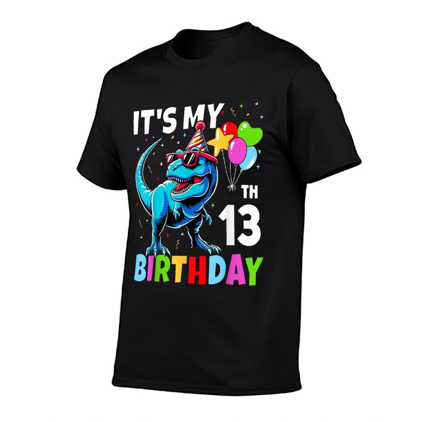 13th Birthdayn Boy 13yr 13 Year Old Dinosaur T-Rex  Wrinkle-resistant T-Shirt