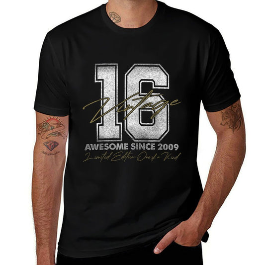 Vintage Numbers For Men And Women 2025 16 Year Old Gifts Vintage 2009 Limited Edition 16th Birthday  Fade-proof Color T-Shirt