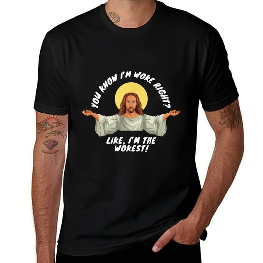 Woke Jesus Funny Christian Parody Religious Satire Humor  Eco-friendly Material T-Shirt