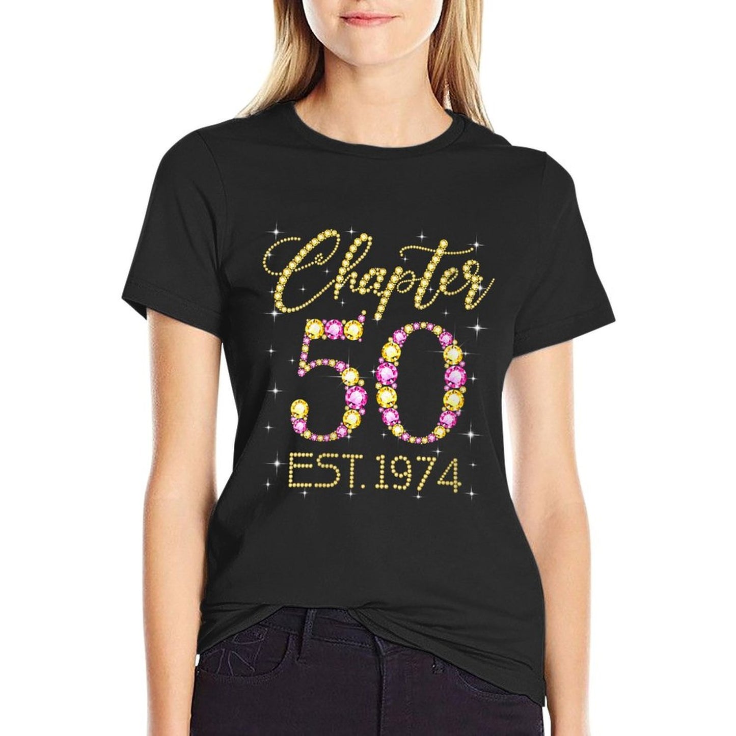 Womens Chapter 50 EST 1974 Happy 50Th Birthday Girl Gift For Her  Odor-resistant T-Shirt