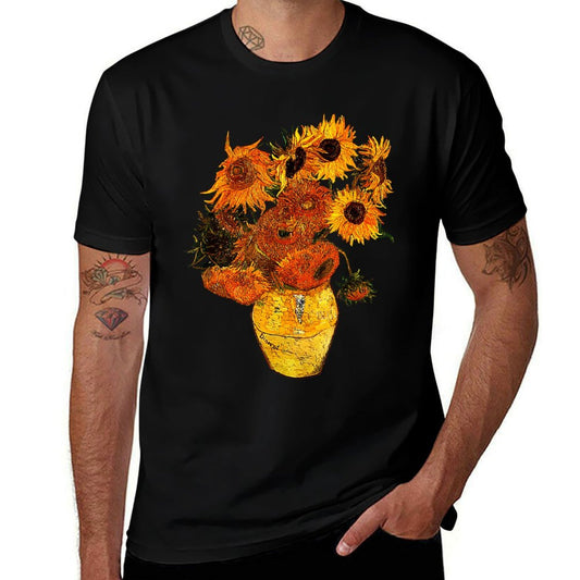 Van Gogh Sunflowers Vintage Yellow Flowers Art Painting  Odor-resistant T-Shirt
