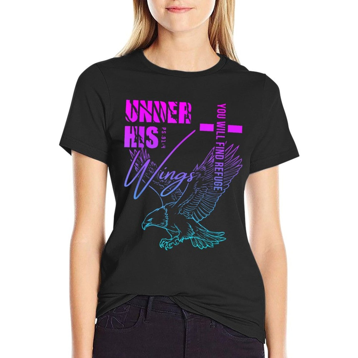 Under His Wings I Find Refuge Psalms 914 Funny Chrisitan  Relaxed-fit T-Shirt