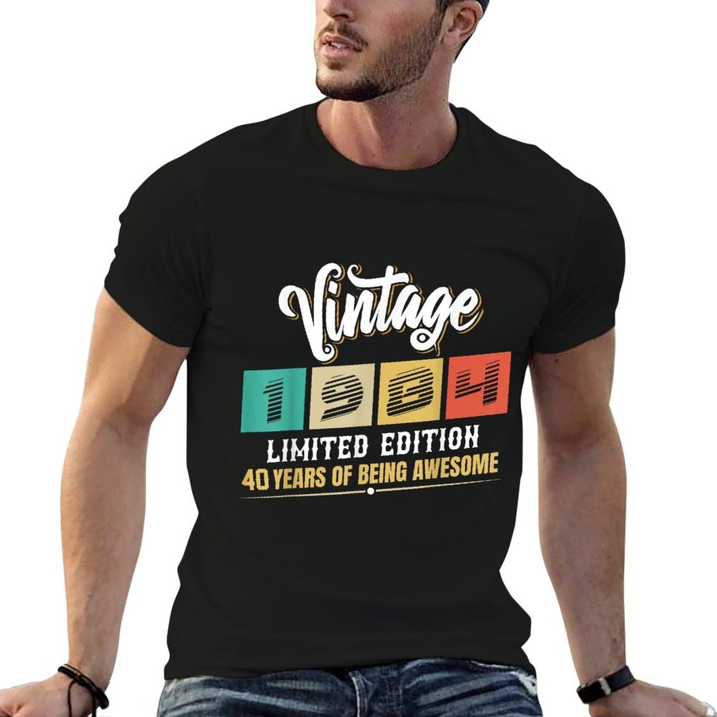 40 Years Old 1984 Funny Original Parts Vintage 40th Birthday  High-quality Stitching T-Shirt