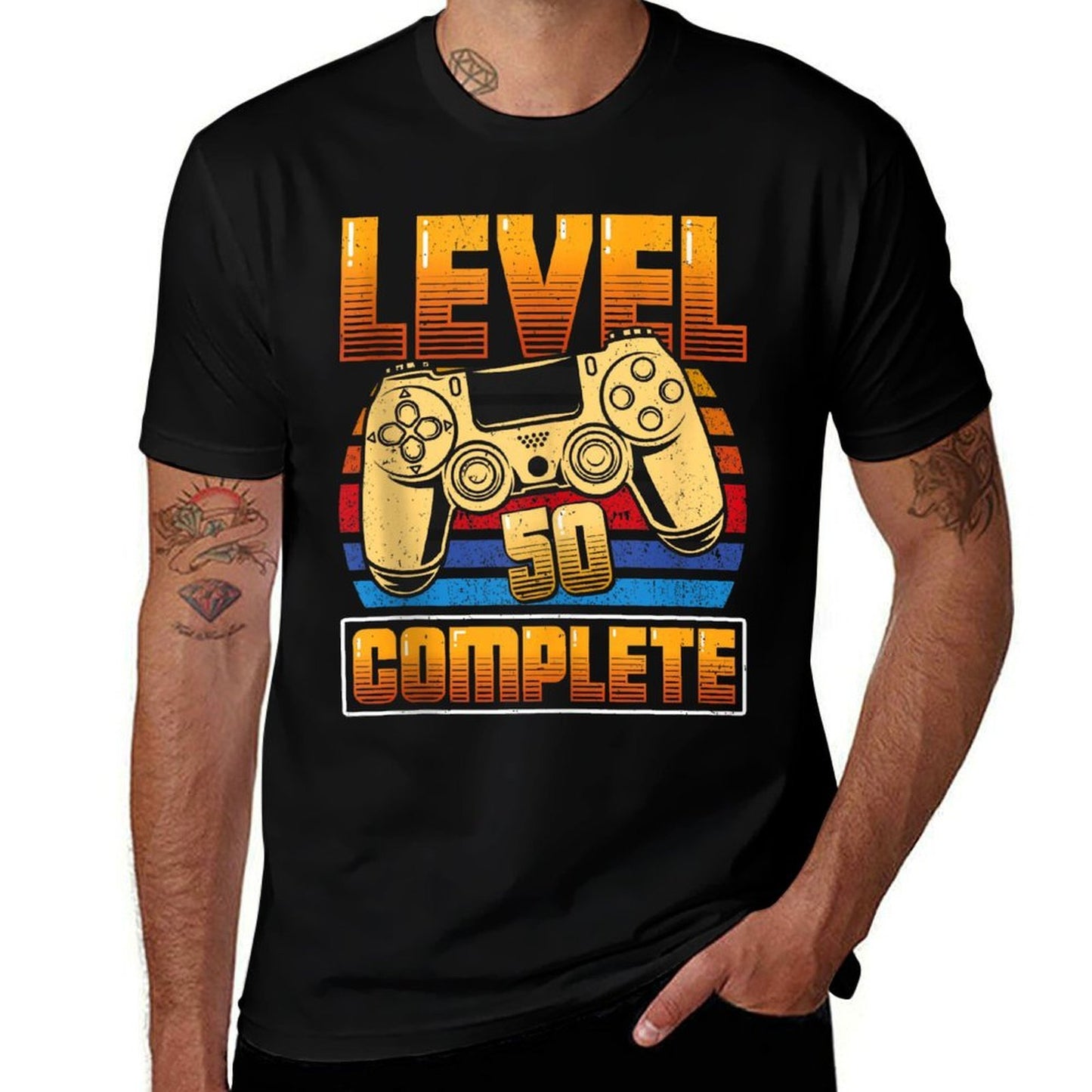 50th Birthday LEVEL 50 COMPLETE 50 Years Retro  Moisture-wicking T-Shirt