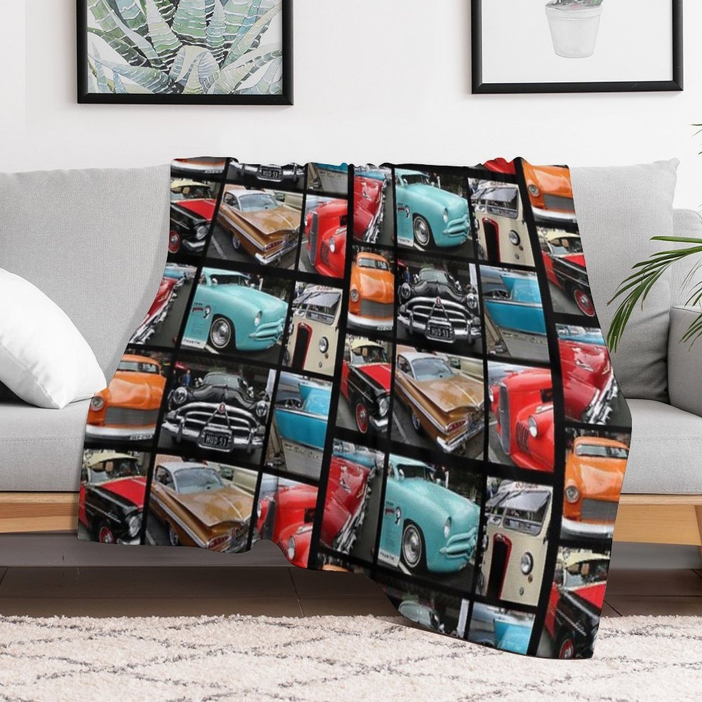 Vintage Car Collage Versatility Throw Blanket