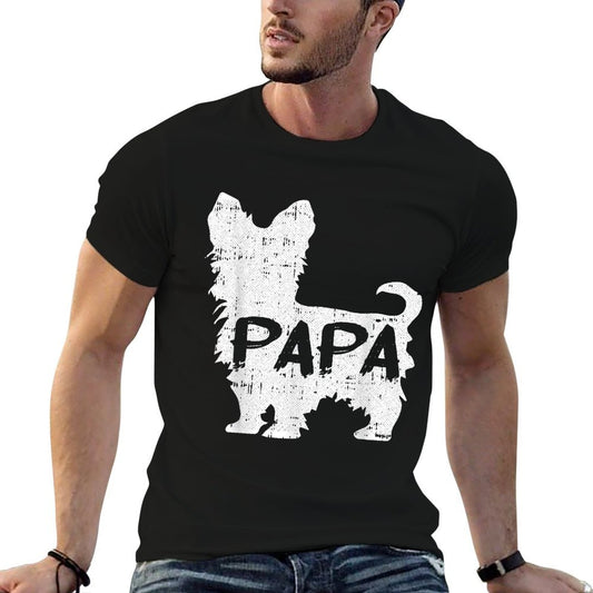 Yorkshire Terrier Papa Dog Puppy Doggie Pet Lover Yorkie Dad  Tagless Design T-Shirt