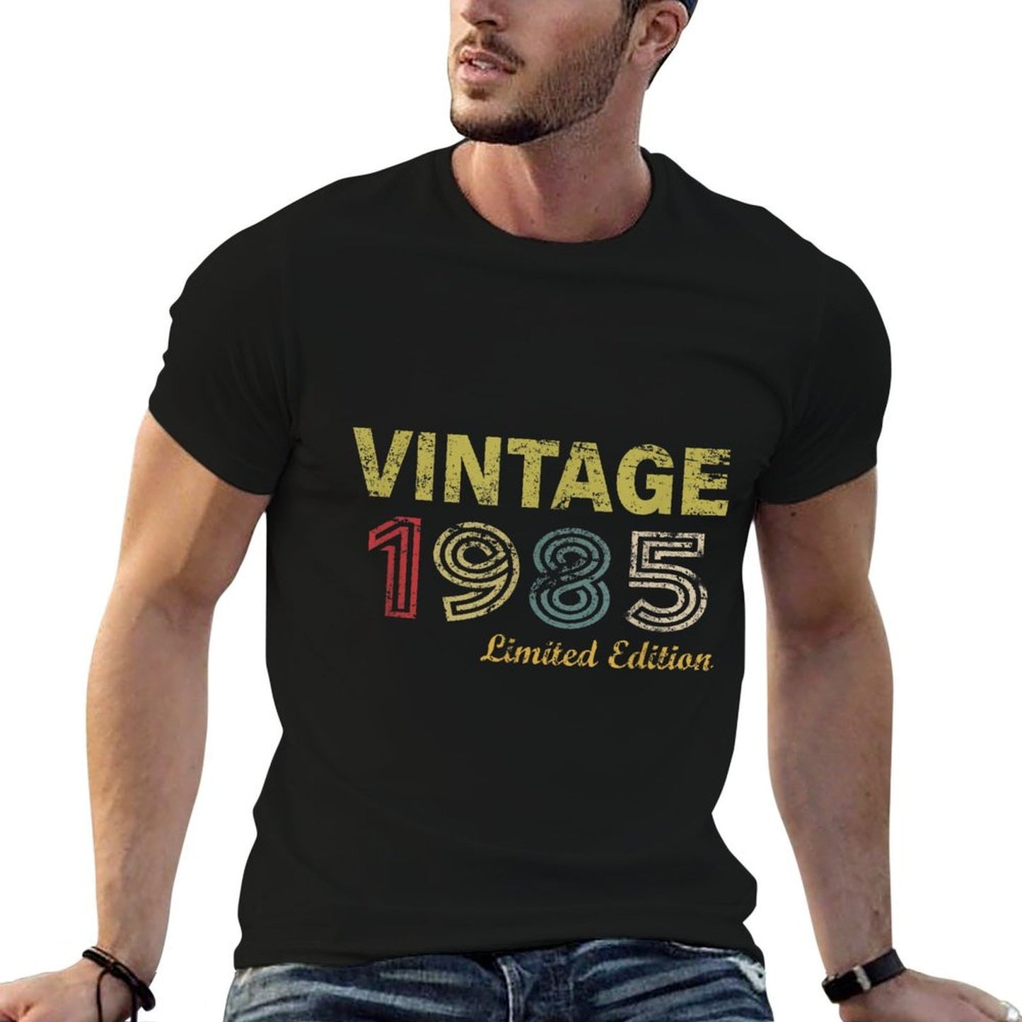 Vintage 1985 Cool 40 Year Old Bday 40th Birthday Men Women  Ribbed Collar T-Shirt