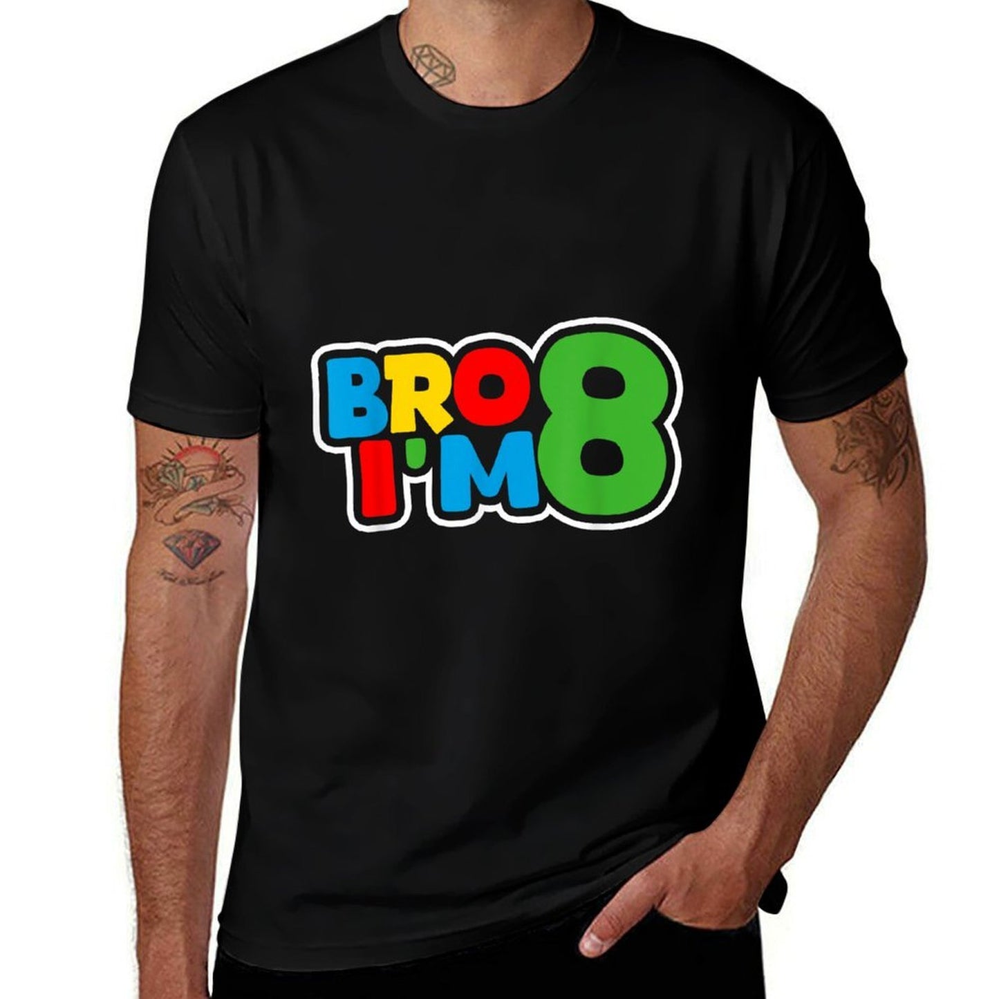 8th Birthday Boy Bro I’m 8 Year Old Four Party  Summer-ready Fabric T-Shirt