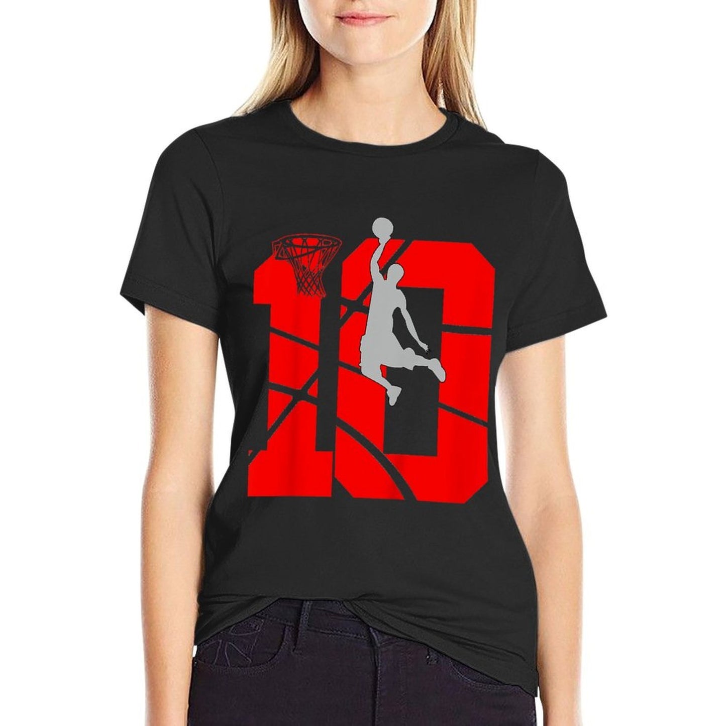 10 Year Old 10th Basketball Birthday PartyTheme Boys Girls  Easy-care T-Shirt