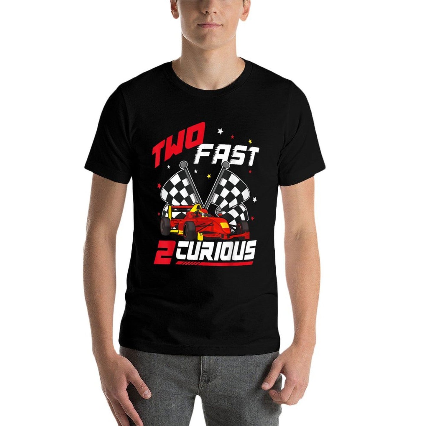 Two Fast 2 Curious Racing 2nd Birthday Pit Crew 2yr Year Old  Polyester Blend T-Shirt