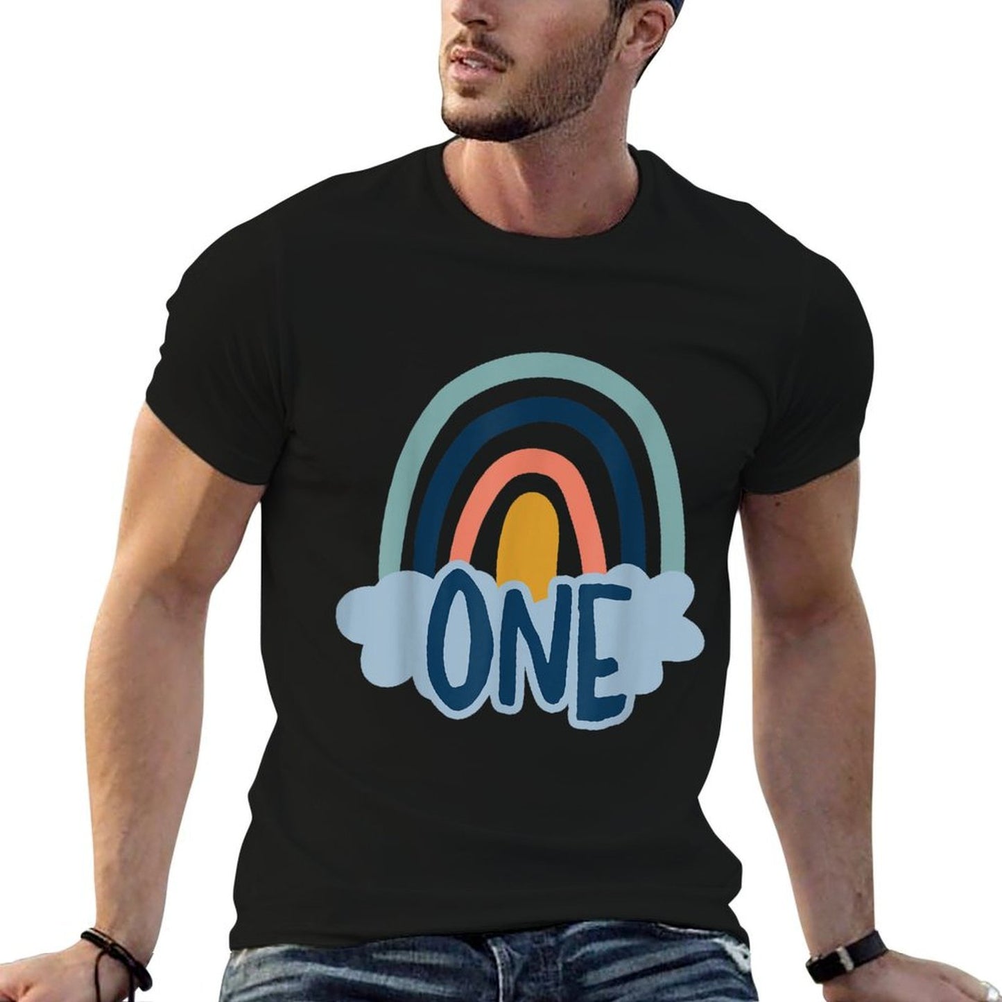 1st Birthday Boho Rainbow 1 Year Old Baby Boy Girl Party  Lightweight T-Shirt