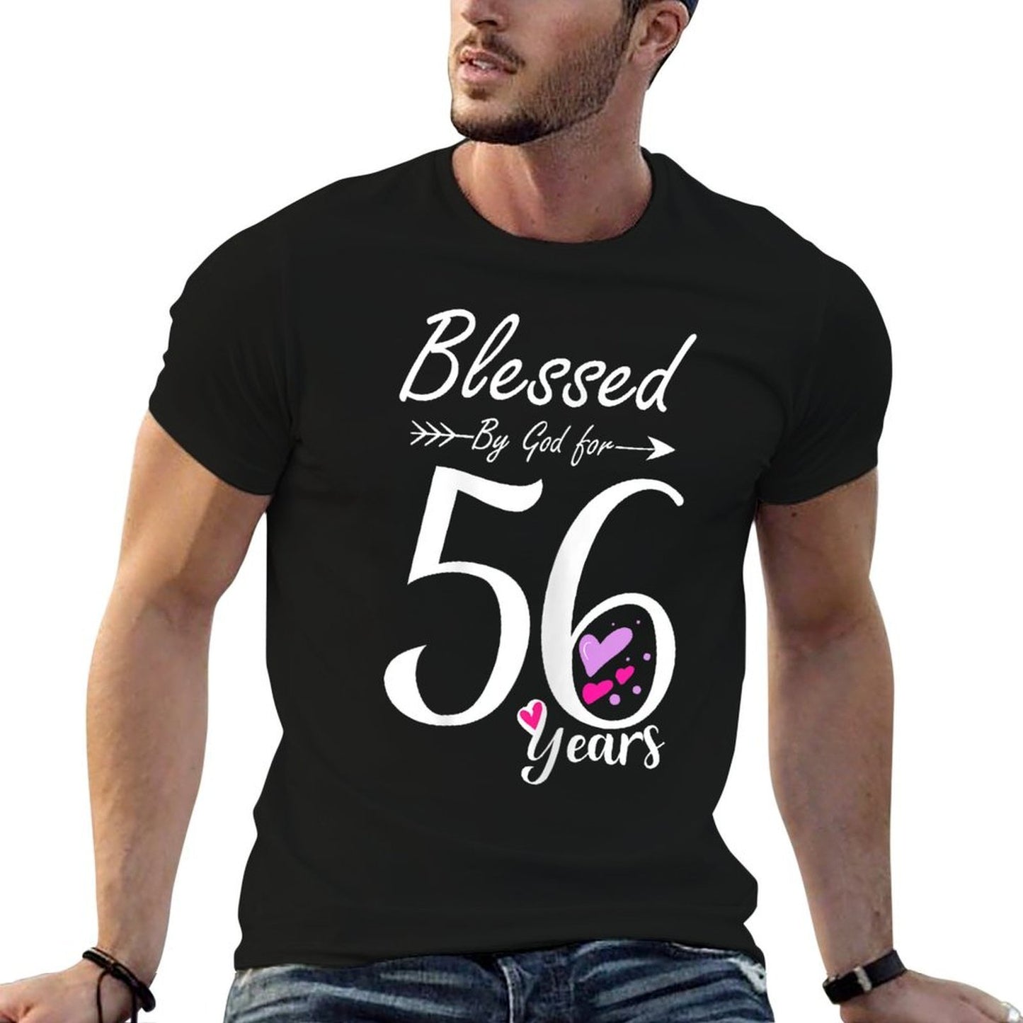 56th Birthday Gift And Blessed for 56 Years Birthday  Polyester Blend T-Shirt