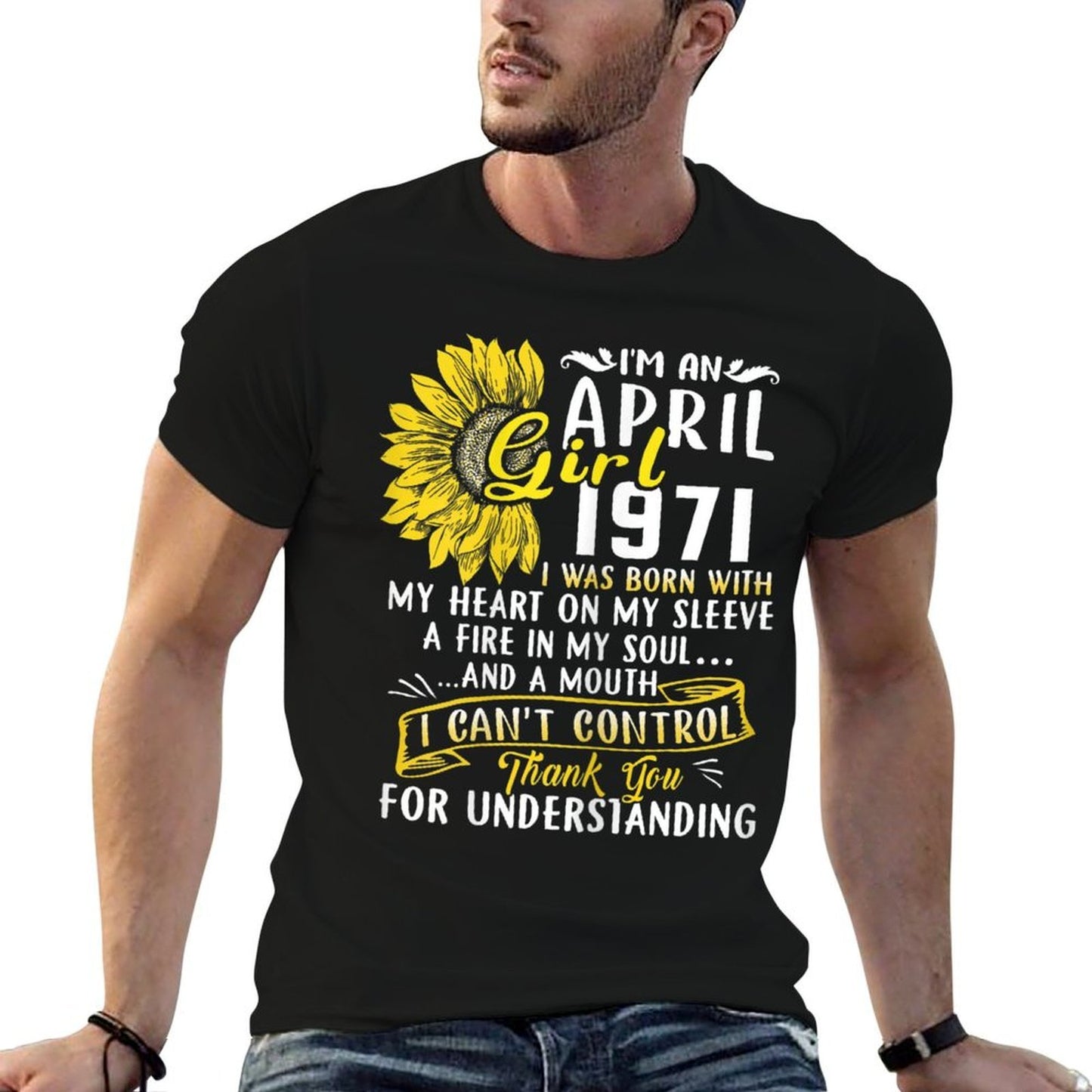 Womens I'm An April Girl 1971 50th Birthday Sunflower Gift  Lightweight T-Shirt
