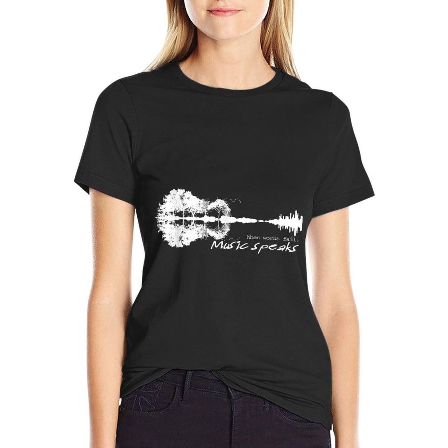 When Words Fail Music Speaks Guitar Music Literary Quote  Vintage-inspired T-Shirt