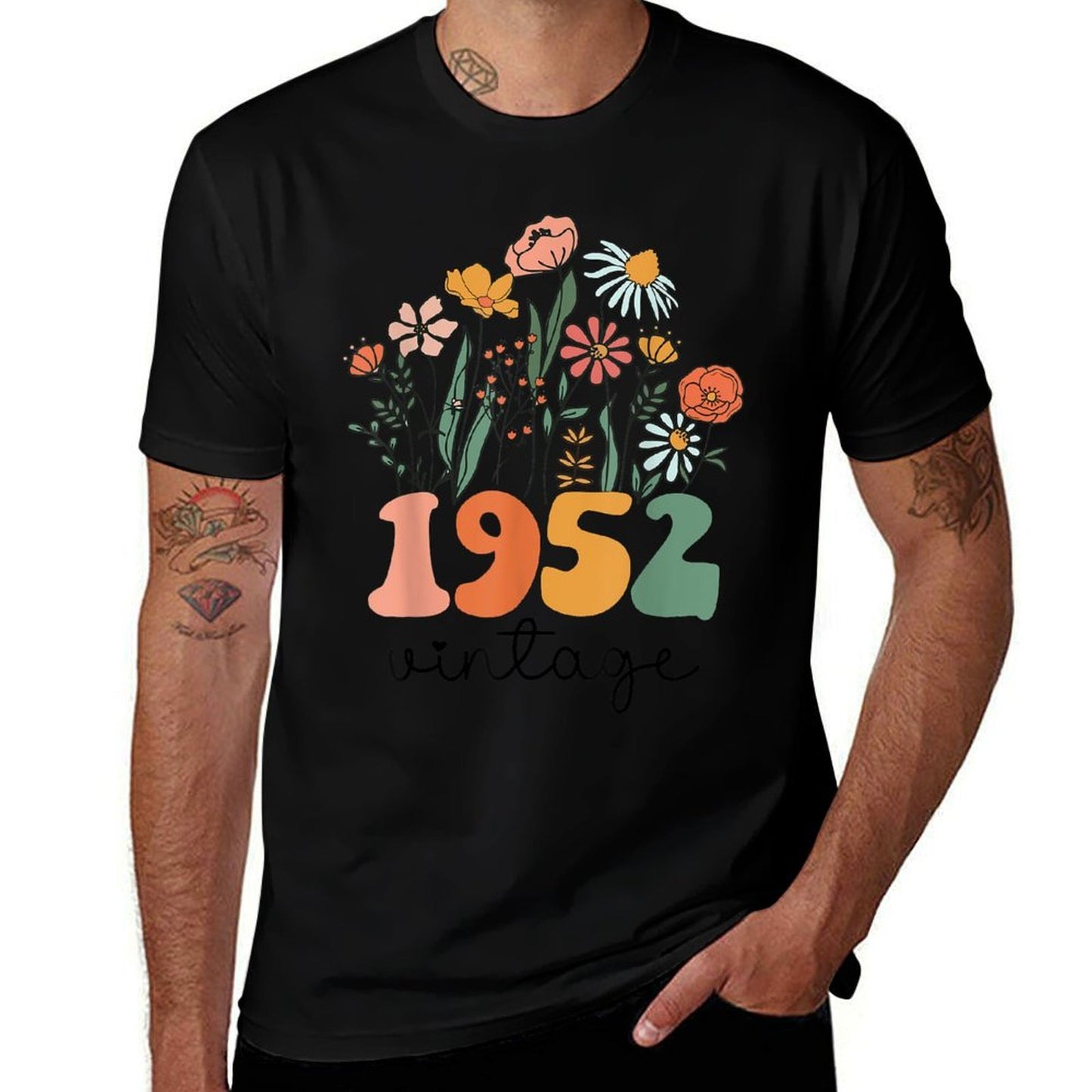 73 Years Old Vintage 1952 73rd Women Birthday Wildflower  Summer-ready Fabric T-Shirt