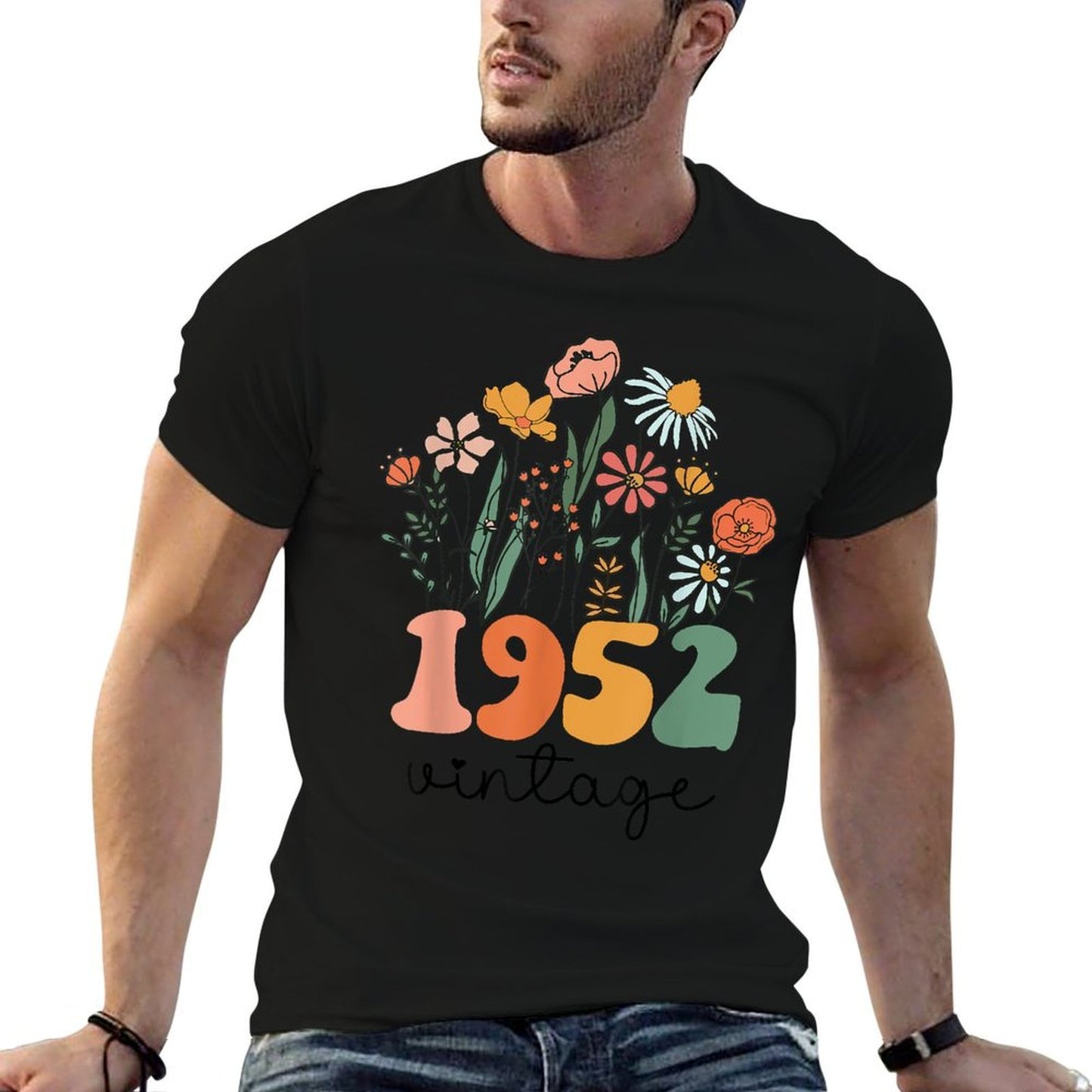 73 Years Old Vintage 1952 73rd Women Birthday Wildflower  Summer-ready Fabric T-Shirt