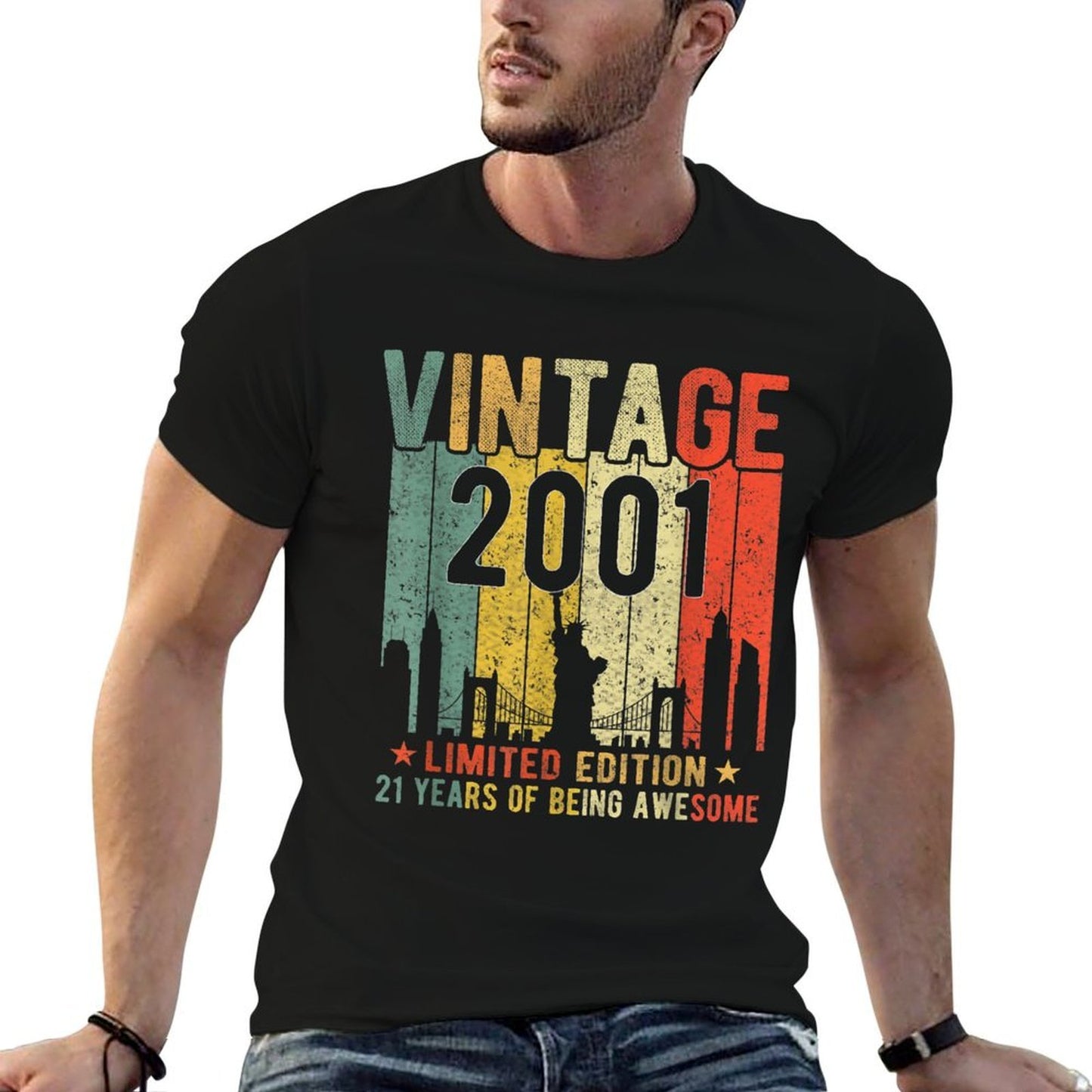 21 Year Old Gifts Vintage 2001 Limited Edition 21st Birthday  Summer-ready Fabric T-Shirt