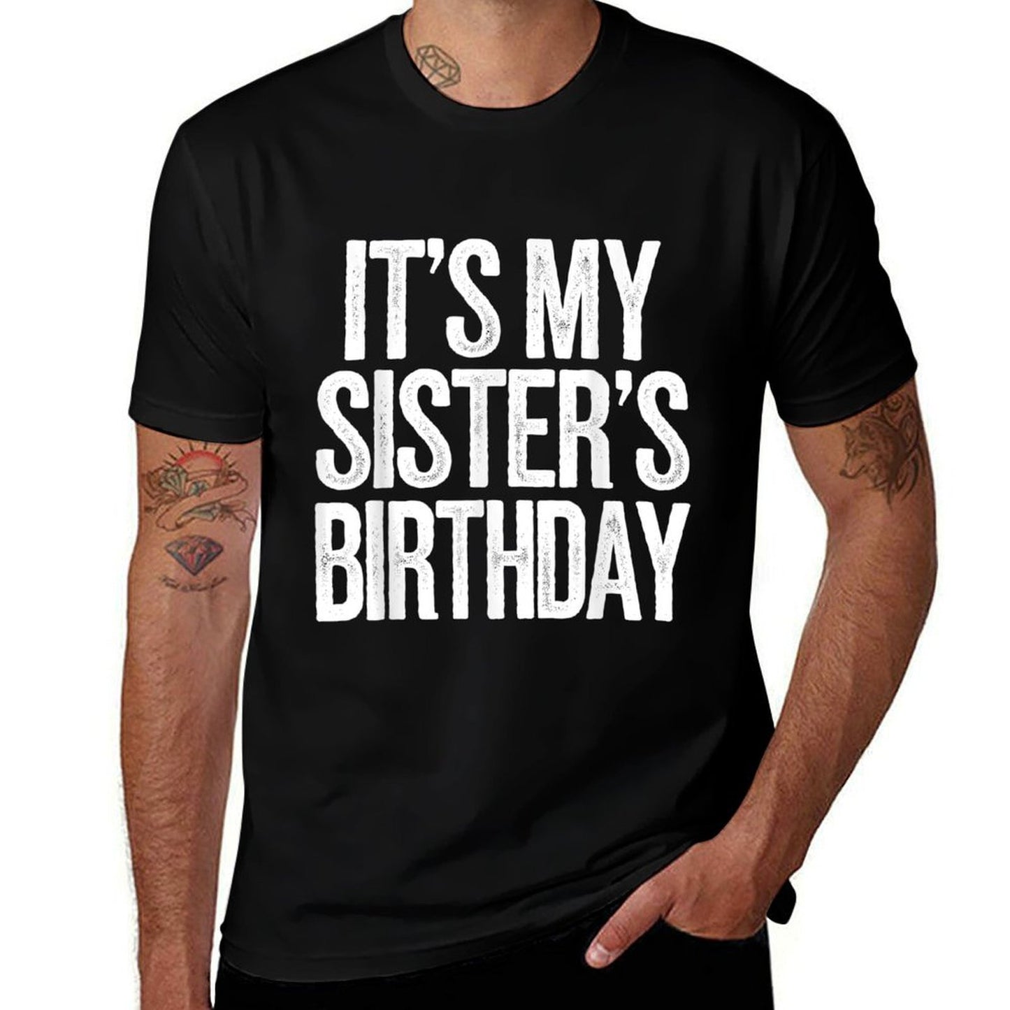 Vintage It's My Sister's Birthday Distressed Men Women Kids  Lightweight T-Shirt