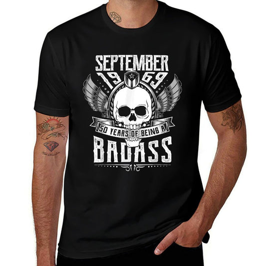 50th Birthday Gift September 1969, Badass Biker Style  Rolled Sleeves T-Shirt