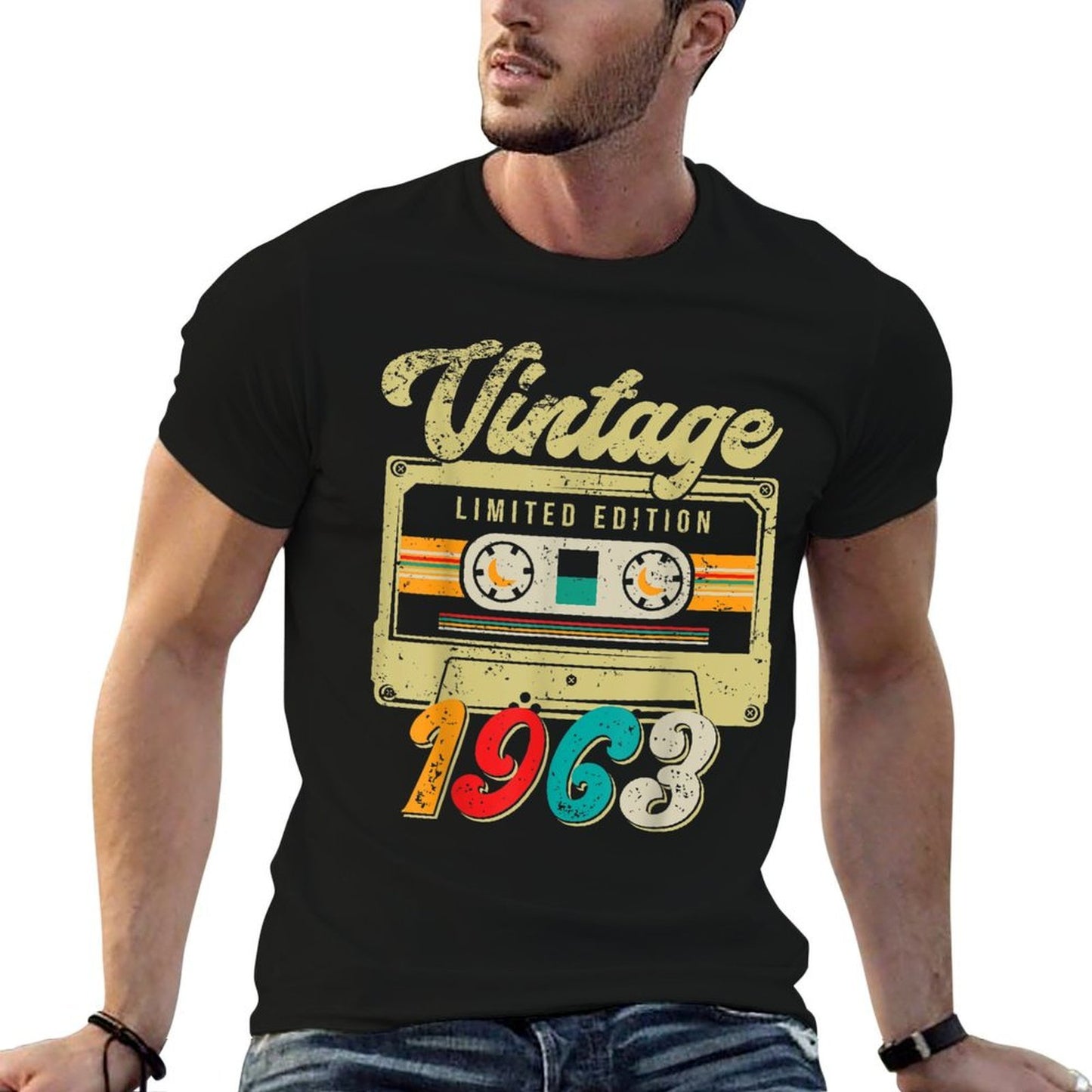 Vintage 1963 Cassette Mixtape 60 Years Old 60th Birthday  Stretchy T-Shirt