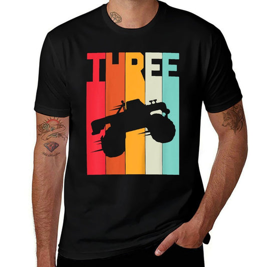3rd Birthday Retro Monster Truck 3 Years Boys Girl Kids  Lightweight T-Shirt