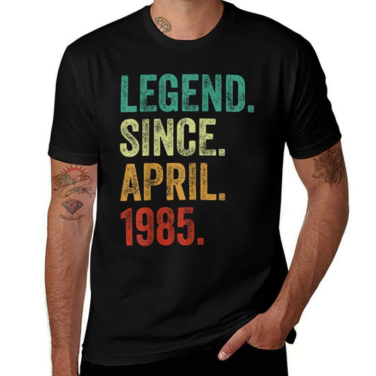 40 Years Old Legend Since April 1985 40th Birthday  Ribbed Collar T-Shirt