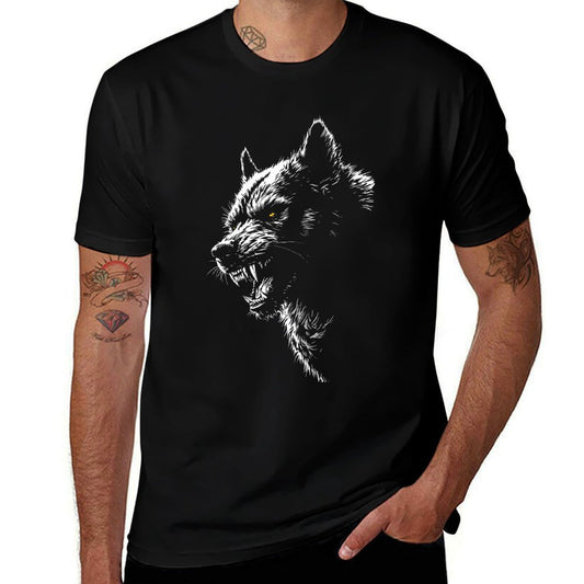 Wild Angry Stray Dog Streetwear Premium  Ribbed Collar T-Shirt