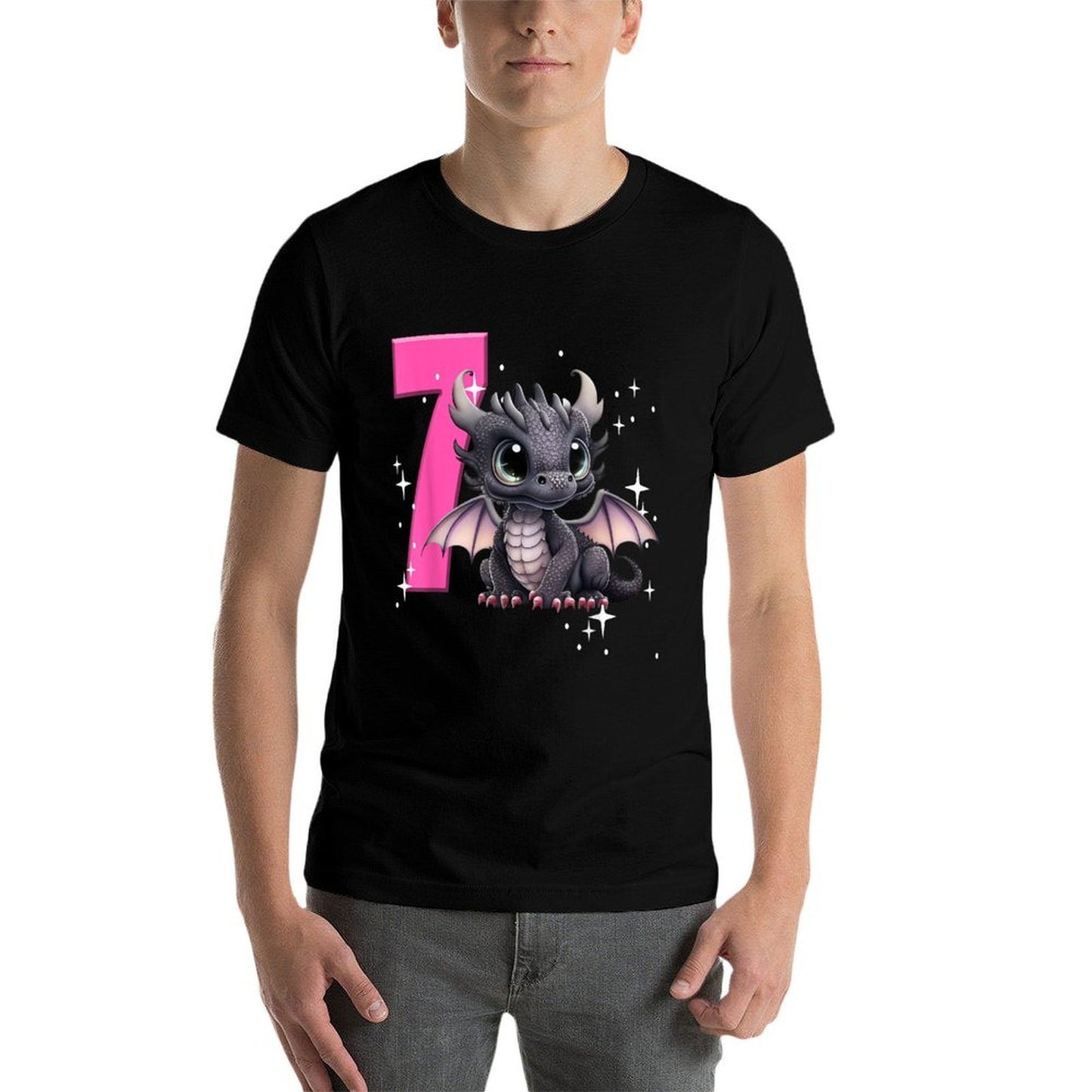 7th Birthday Dragon Party Birthday Girl Pink 7 Seven  Vintage-inspired T-Shirt