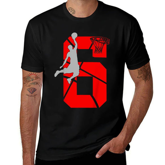 6 Year Old 6th Basketball Birthday PartyTheme Boys Girls  Polyester Blend T-Shirt