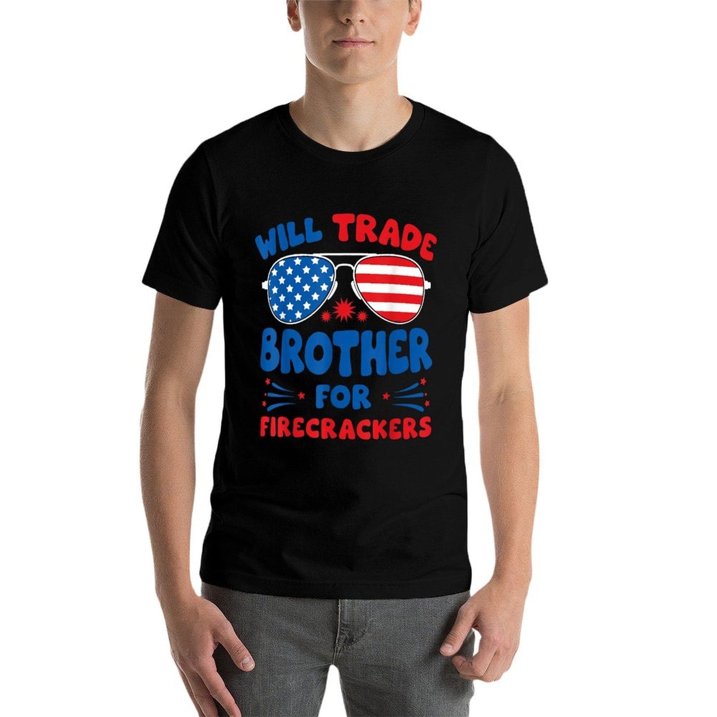 Will Trade Brother for Firecrackers Funny USA 4th Of July  Lightweight T-Shirt