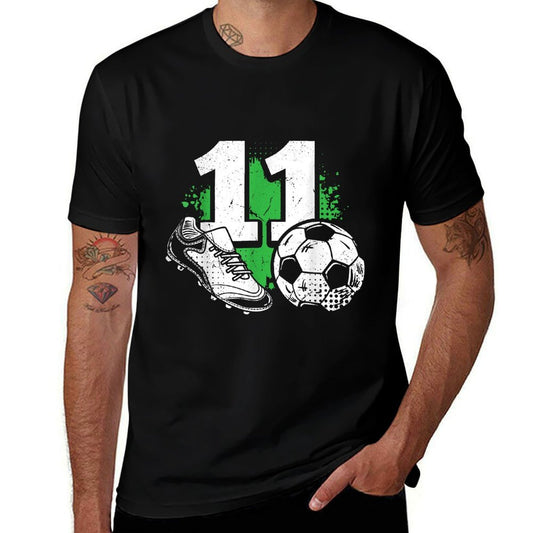 11th Birthday Boy Soccer Player Football 11 Years Old  Durable T-Shirt
