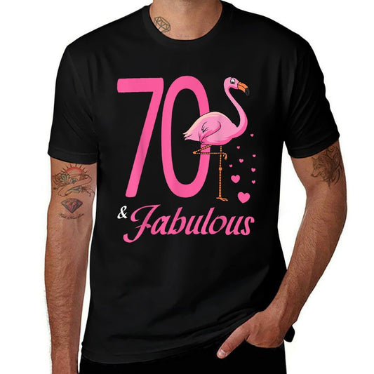 70 & Fabulous Flamingo Birthday 70th Party Celebration  Tagless Design T-Shirt