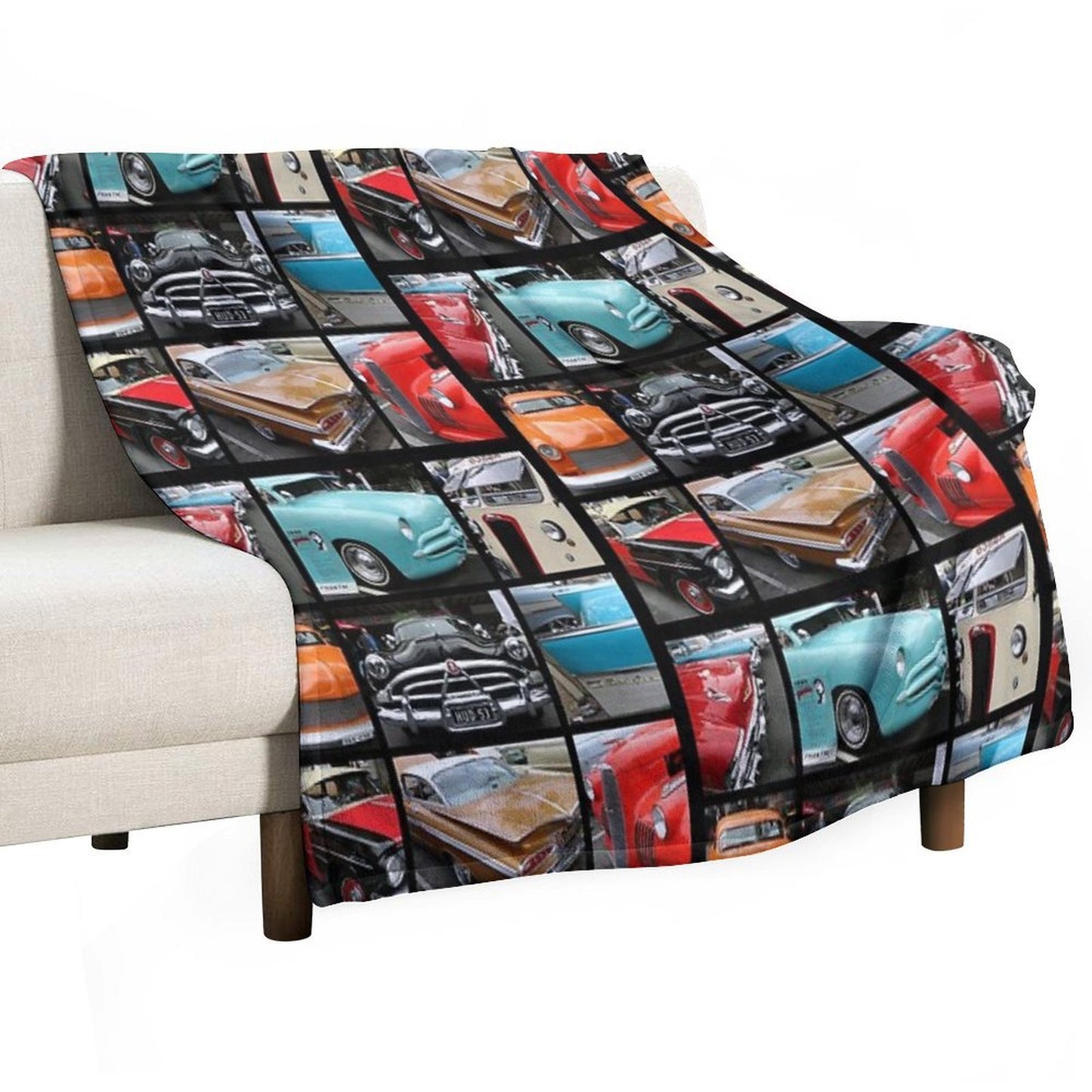 Vintage Car Collage Versatility Throw Blanket