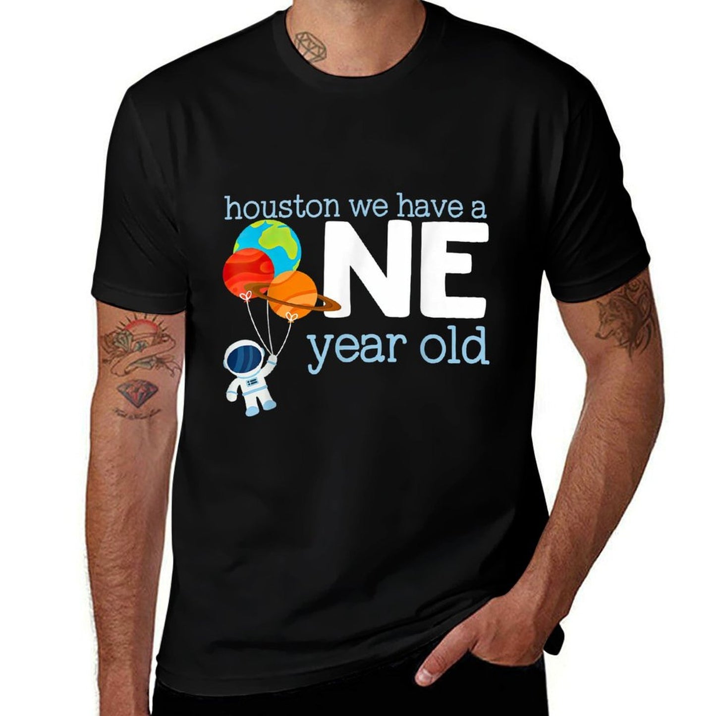 1 Years Old Birthday Boy Space Astronaut 1st Birthday  High-quality Stitching T-Shirt