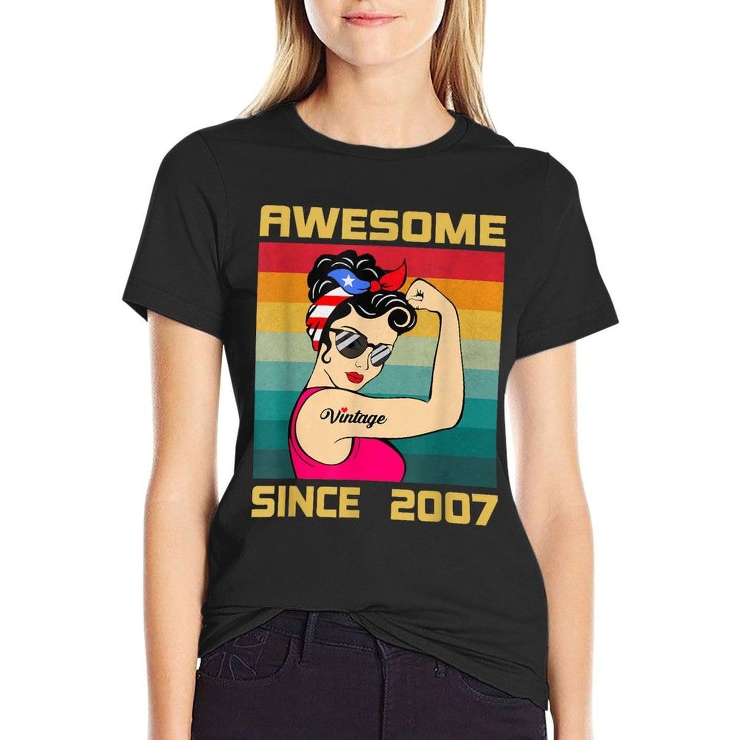 18 Years Old Women Birthday Gifts Vintage Awesome Since 2007  Soft T-Shirt