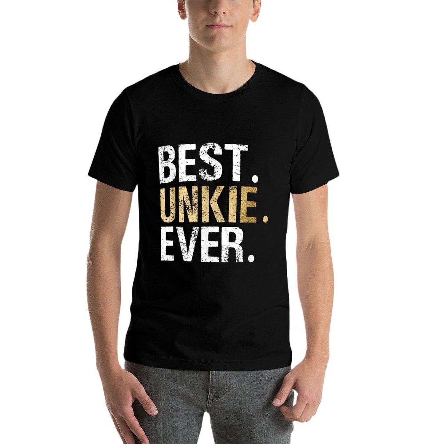 Unique Christmas Birthday Fathers Day Gifts Shop Best Unkie Ever Special Uncle Black Modern Classic Letter Print  Fade-proof Color T-Shirt
