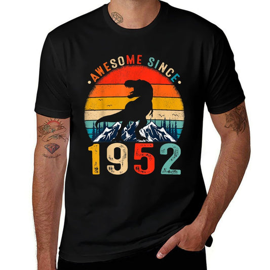 70 Years Old Awesome Since 1952 Dinosaur 70th Birthday  Oversized Silhouette T-Shirt