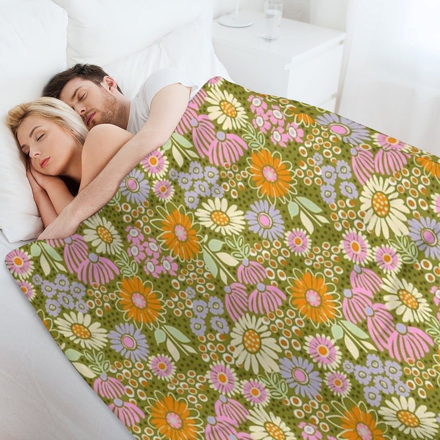70s Floral Premium Throw Blanket