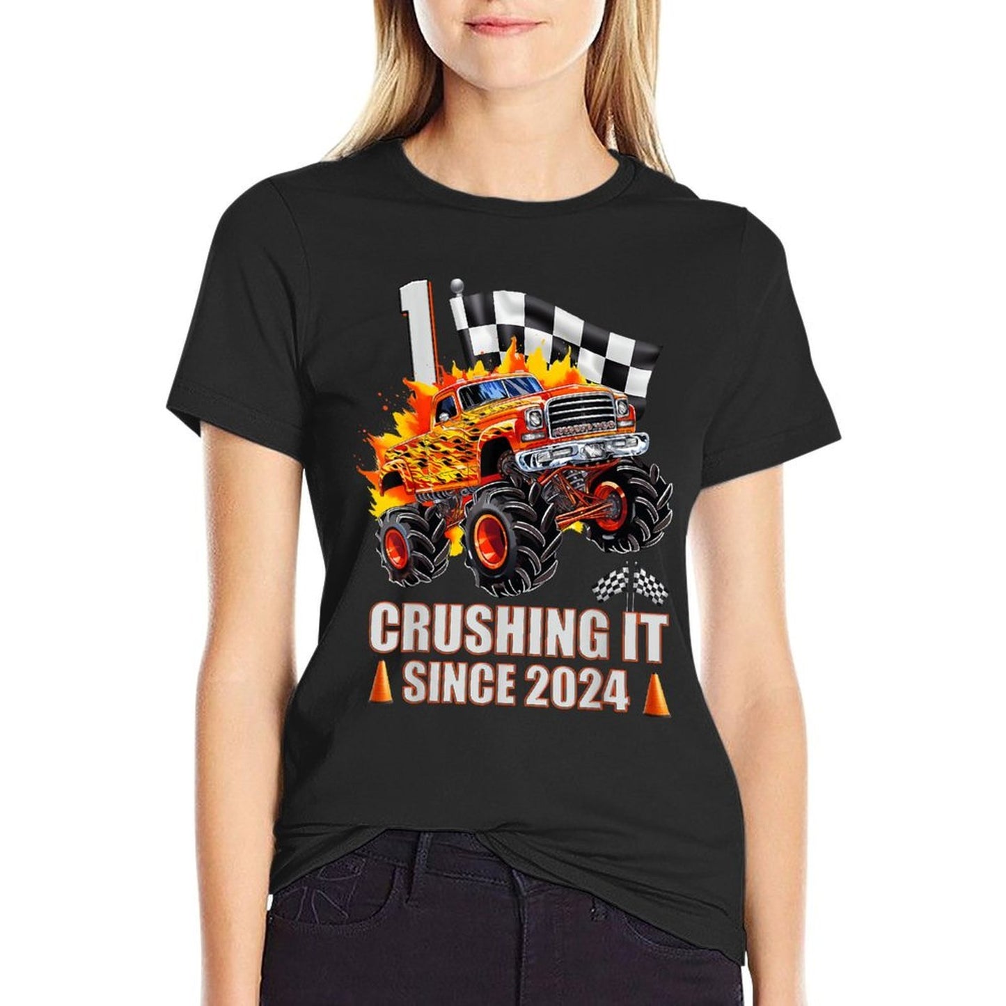 1 Crushing It Since 2024 1st Birthday Monster Truck Kids  Moisture-wicking T-Shirt