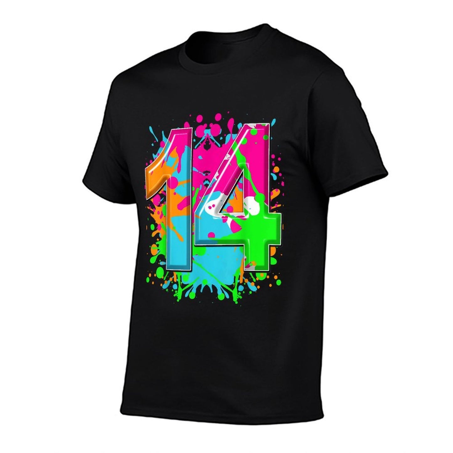 14th Birthday For Girls, Boys. 14 Year Paint Splashes  High-quality Stitching T-Shirt